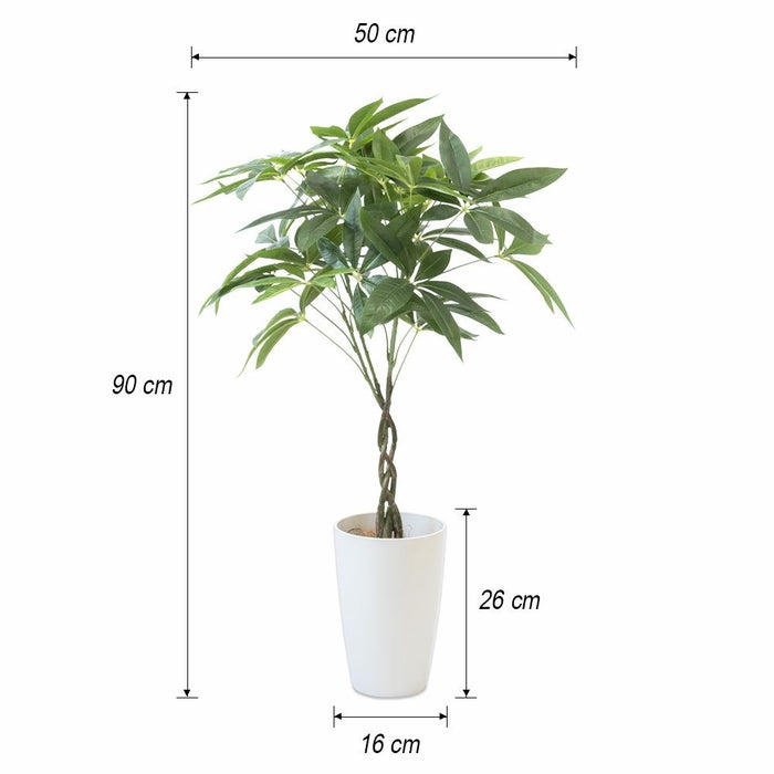 人工観葉植物 フェイクグリーン パキラ プラ鉢ロングポット